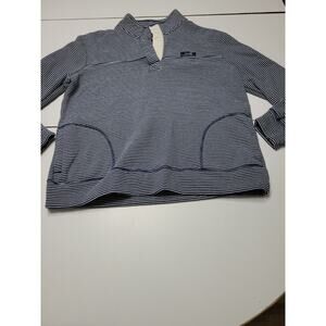 Texas State Of Mine Womens Large Pullover Sweater Blue Stripe Long Sleeve Pocket